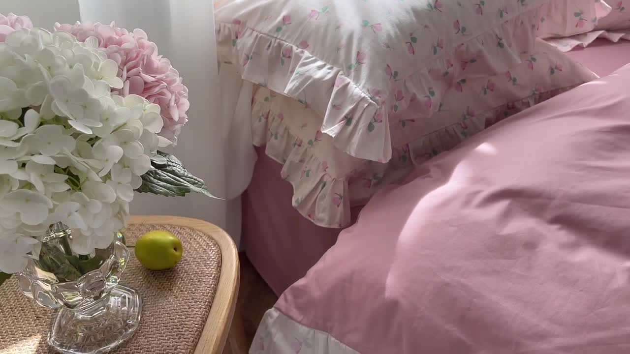 91家纺网 家纺一手货源 找家纺 棉生活 2025新款洛丽塔花边款全棉四件套 花乐礼