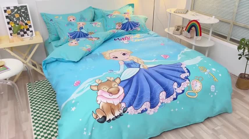 91家纺网 家纺一手货源 找家纺 金爱家 2023新款大版纯棉卡通四件套 莉莉公主