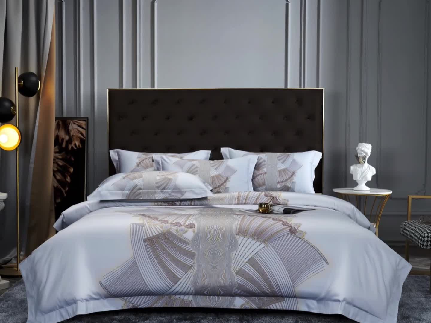 91家纺网 家纺一手货源 找家纺 缔缦家纺 2022新款长绒棉数码印花四件套 福萨