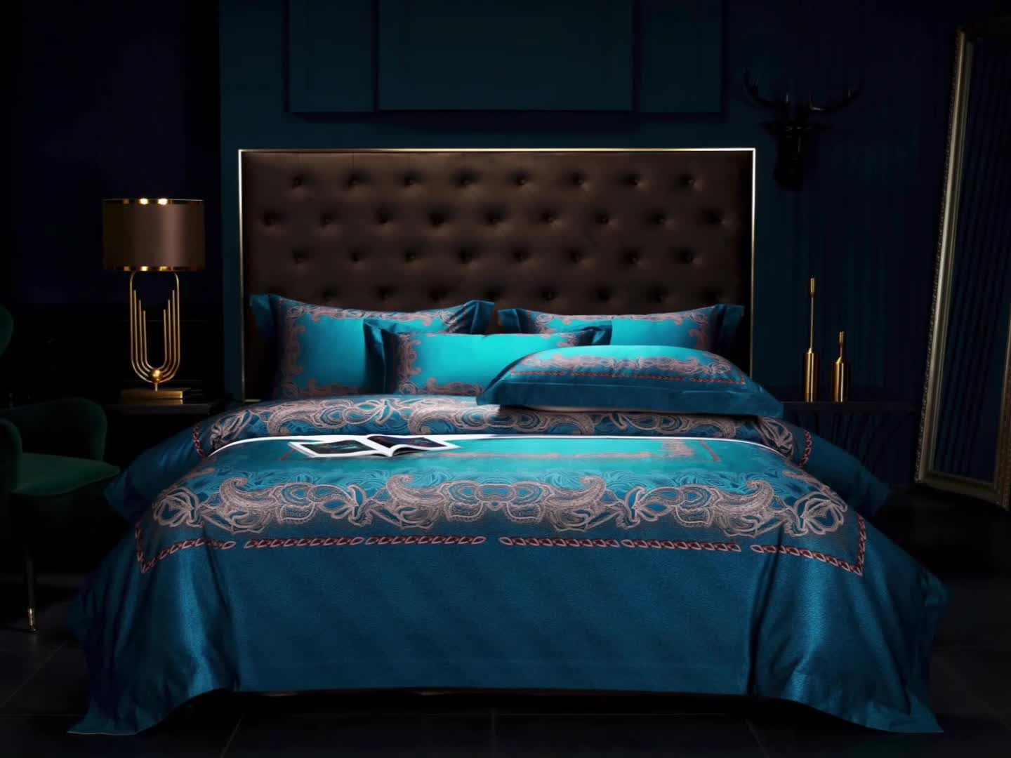 91家纺网 家纺一手货源 找家纺 缔缦家纺 2022新款长绒棉数码印花四件套 凯特琳