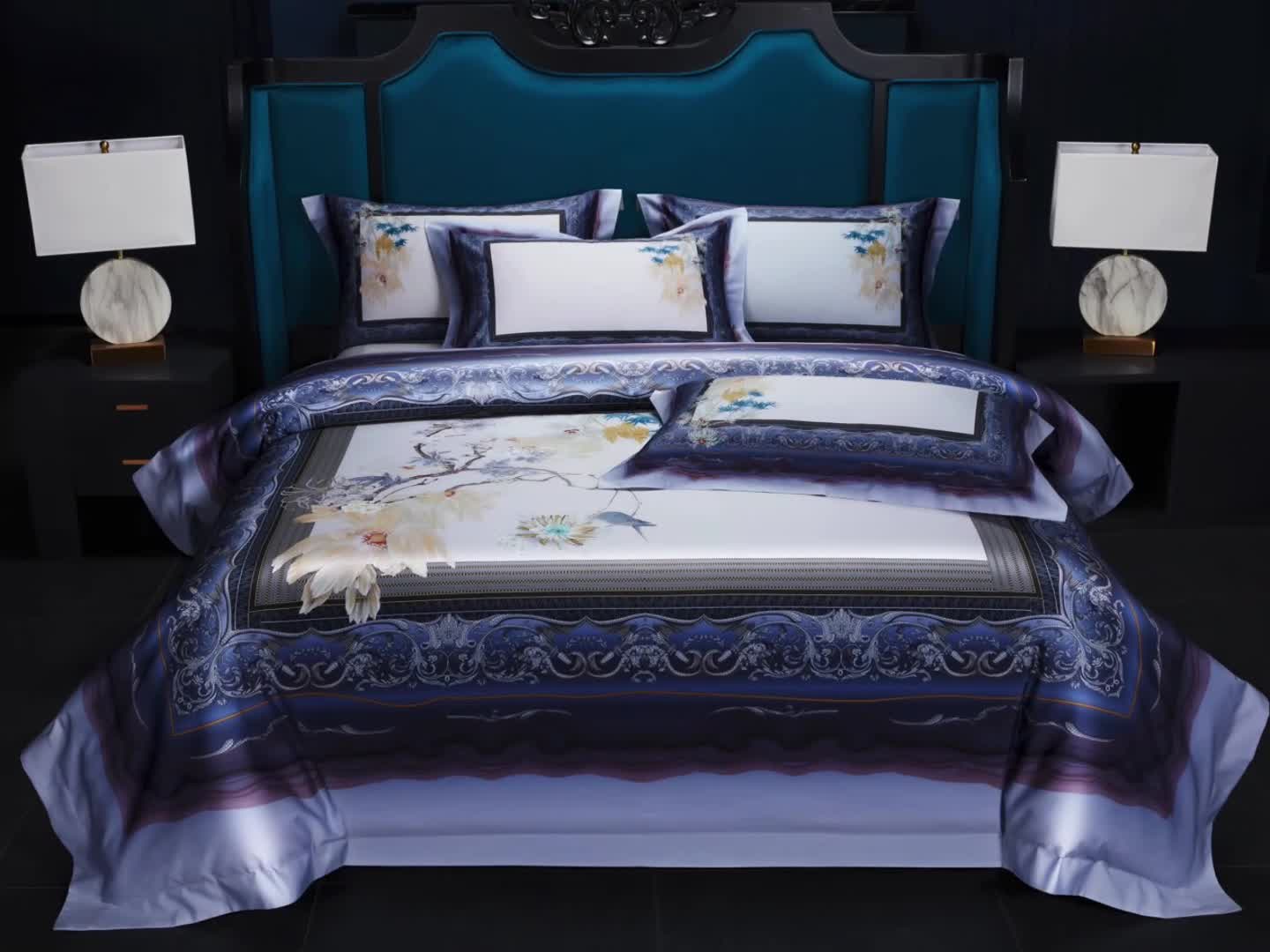 91家纺网 家纺一手货源 找家纺 缔缦家纺 2022新款长绒棉数码印花四件套 梦幻