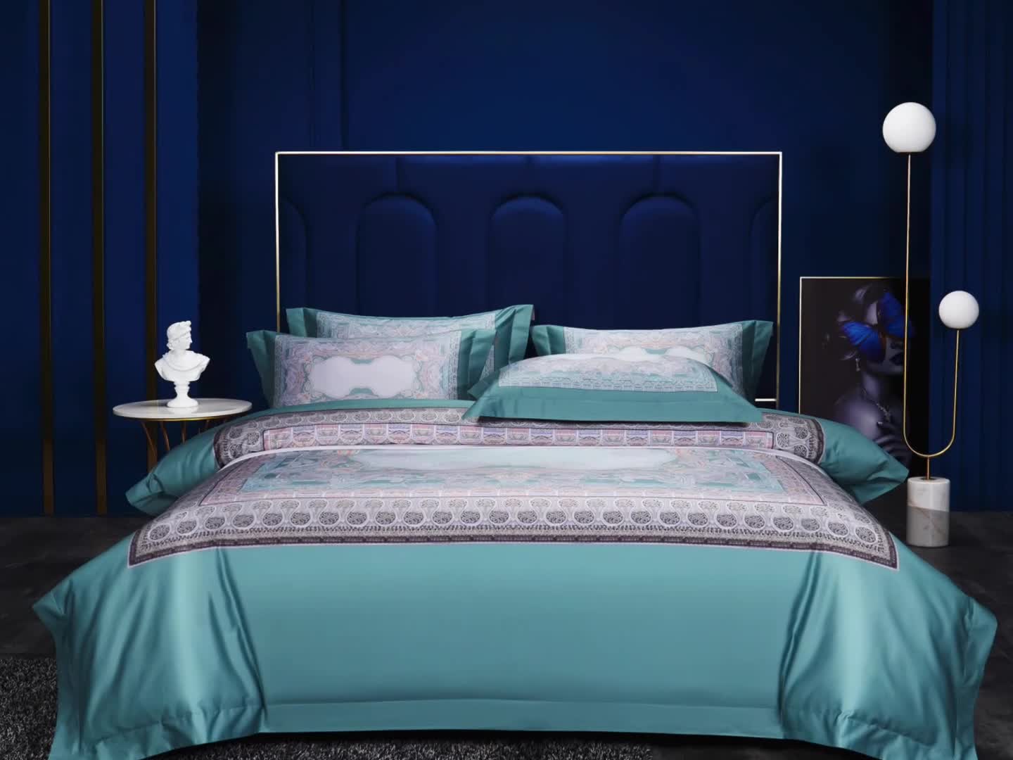 91家纺网 家纺一手货源 找家纺 缔缦家纺 2022新款长绒棉数码印花四件套 香榭