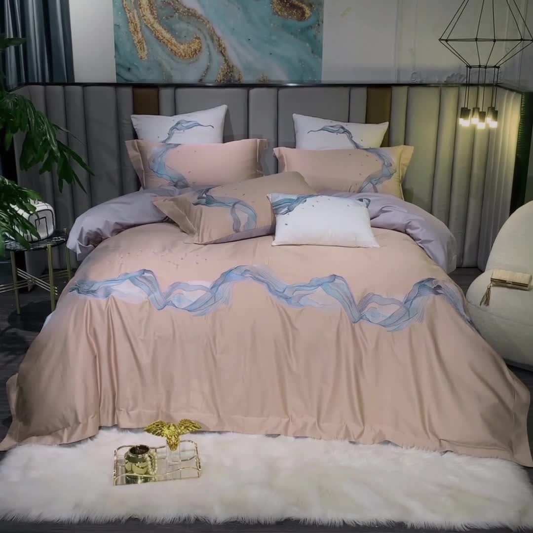 91家纺网 家纺一手货源 找家纺 缔缦家纺 2022新款100s澳棉刺绣系列四件套-奥赛 奥赛 卡其