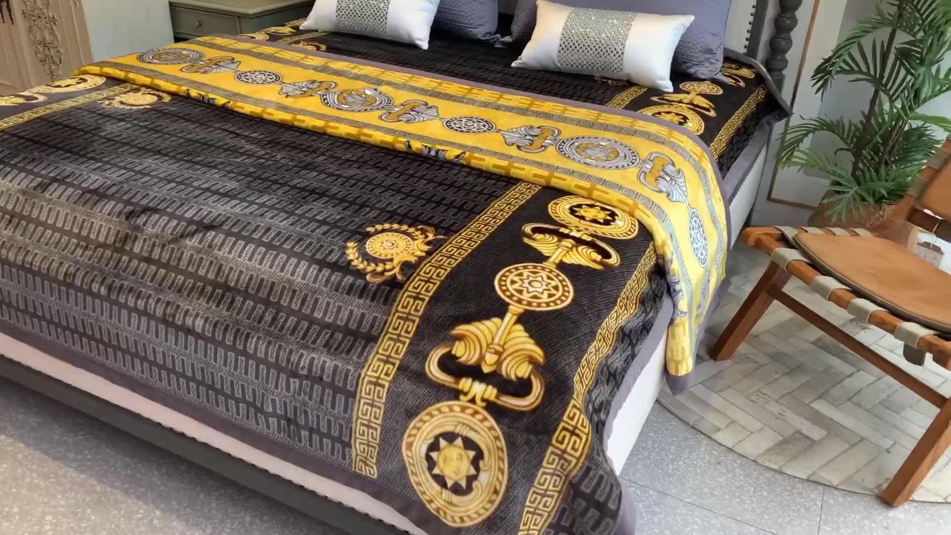 91家纺网 家纺一手货源 找家纺 缔缦家纺 2022新型AB版复合毛毯 巴特罗