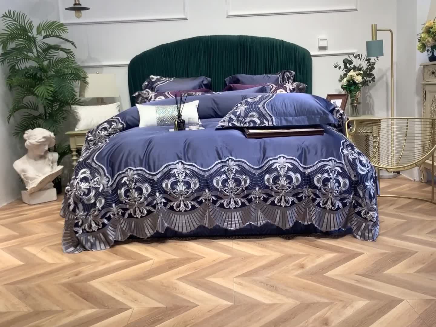 91家纺网 家纺一手货源 找家纺 （总）缔缦家纺 2022新款重磅真丝棉系列四件套-巴萨湖畔