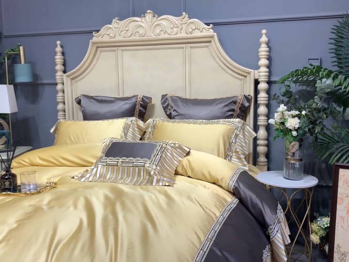 91家纺网 家纺一手货源 找家纺 缔缦家纺 2022新款重磅真丝棉系列四件套-北欧之旅 金黄