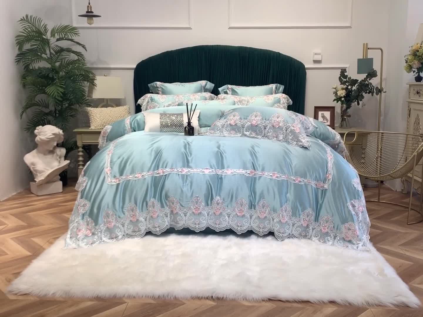 91家纺网 家纺一手货源 找家纺 缔缦家纺 2022新款重磅真丝棉系列四件套-蒙娜丽莎 绿