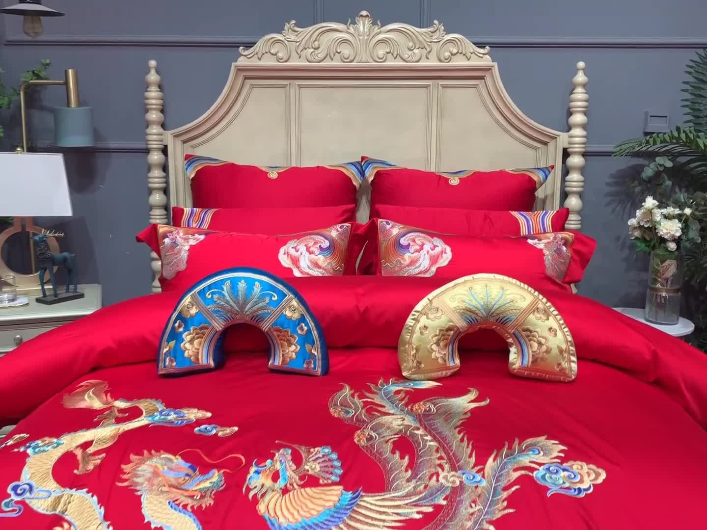 91家纺网 家纺一手货源 找家纺 缔缦 2022新款全棉婚庆系列四件套多件套 情深似海