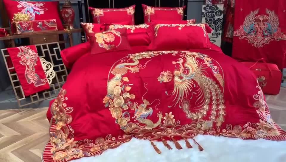 91家纺网 家纺一手货源 找家纺 缔缦 2022新款全棉婚庆系列四件套多件套 往后余生