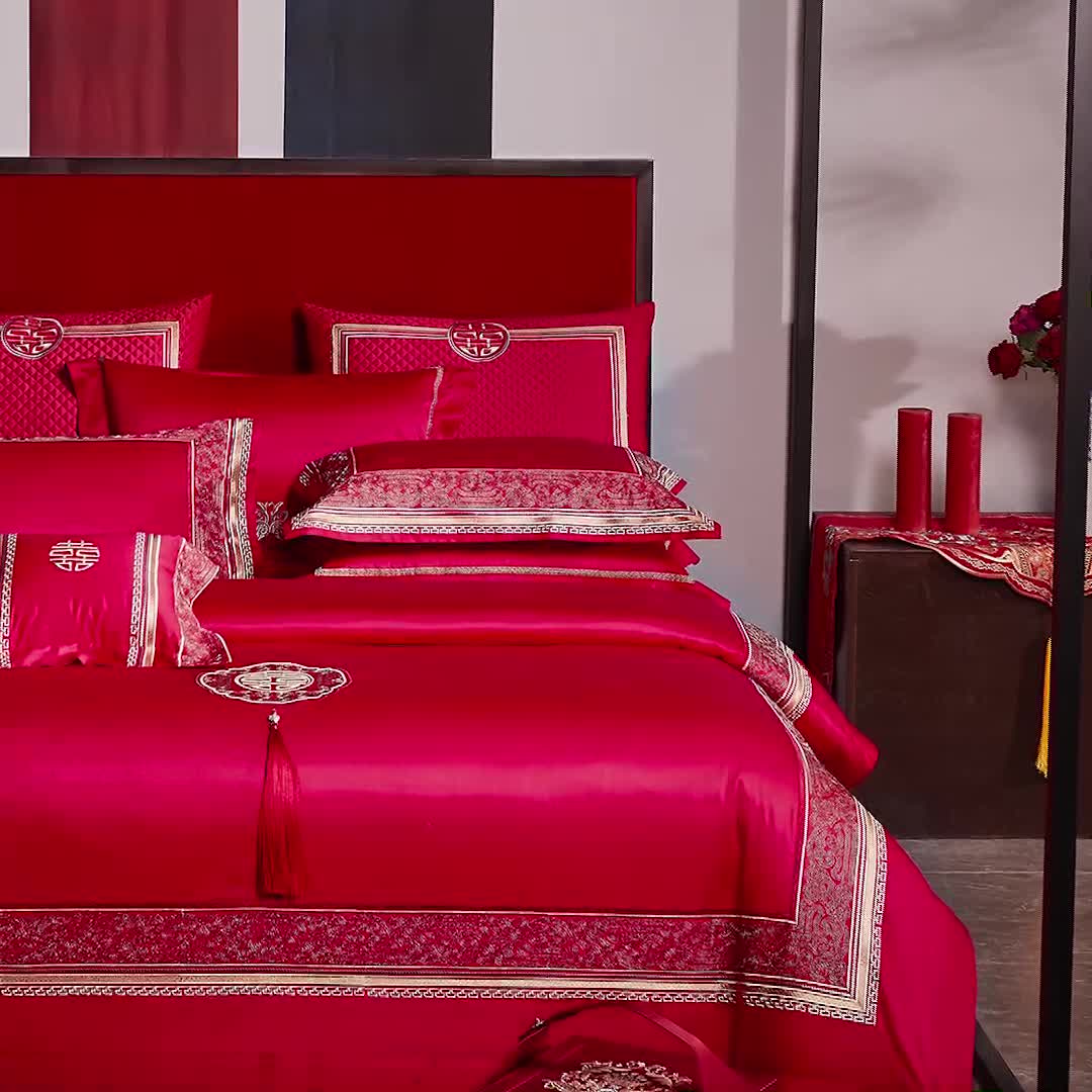 91家纺网 家纺一手货源 找家纺 缔缦 2022新款全棉婚庆系列四件套多件套 最爱