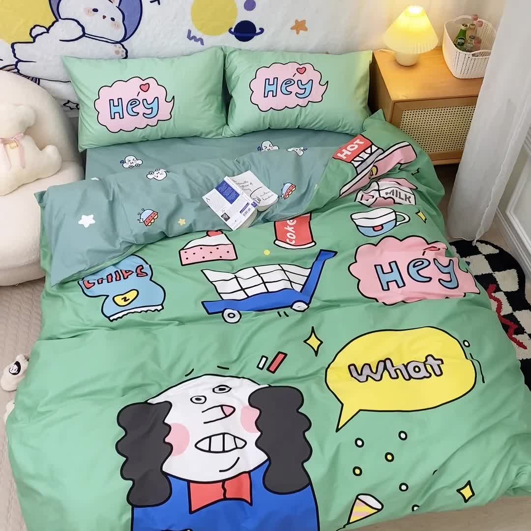 91家纺网 家纺一手货源 找家纺 窝米 2022新款春季13372大版卡通全棉系列 怪蜀黍