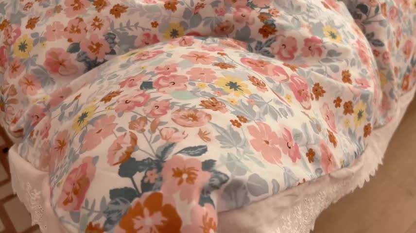 91家纺网 家纺一手货源 找家纺 昔可家纺 2022新款全棉仙仙蕾丝碎花四件套 醉梨花橙