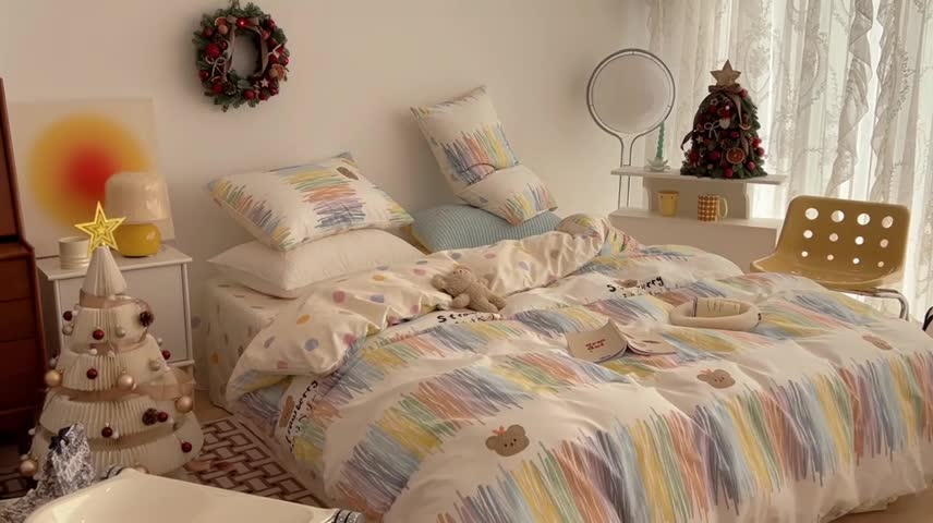 91家纺网 家纺一手货源 找家纺 昔可家纺 2022新款13372普通款四件套 画笔小熊