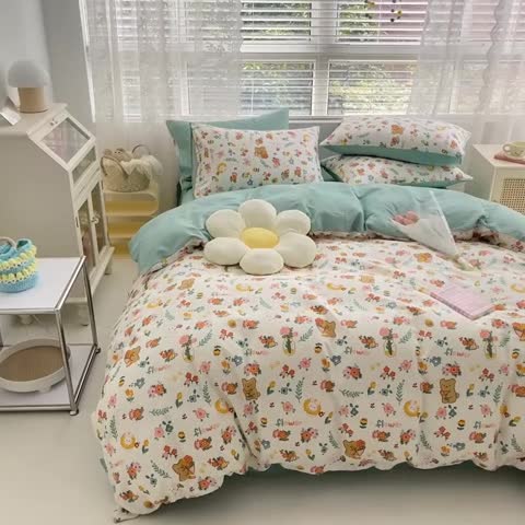 91家纺网 家纺一手货源 找家纺 曼之夏 2022新款全棉清新印花单被套 拾花记