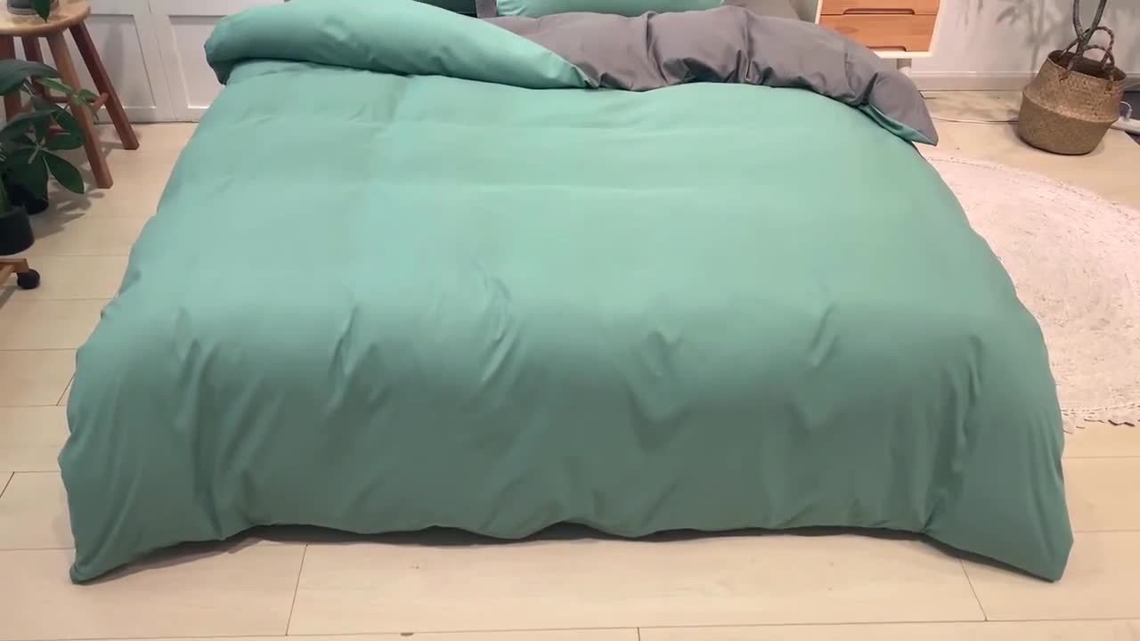 91家纺网 家纺一手货源 找家纺 （总）蓝淋家纺 2022新款纯色双拼四件套