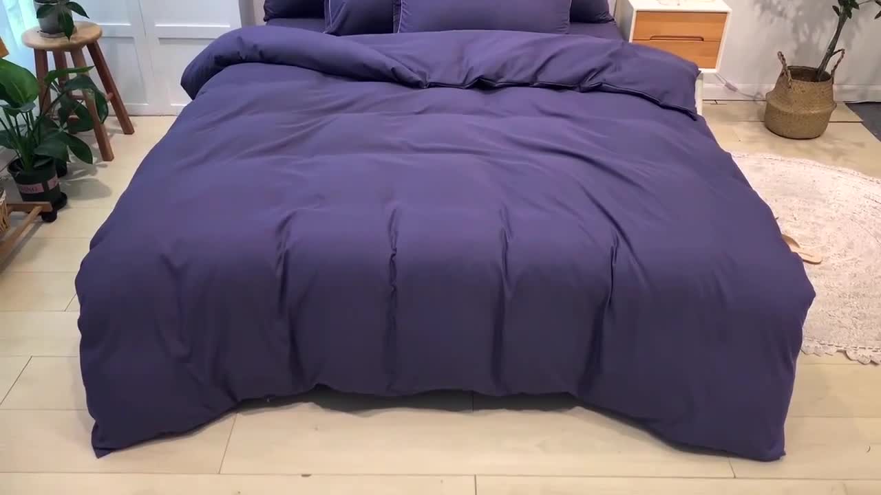 91家纺网 家纺一手货源 找家纺 蓝淋家纺 2022新款纯色双拼四件套 深色青