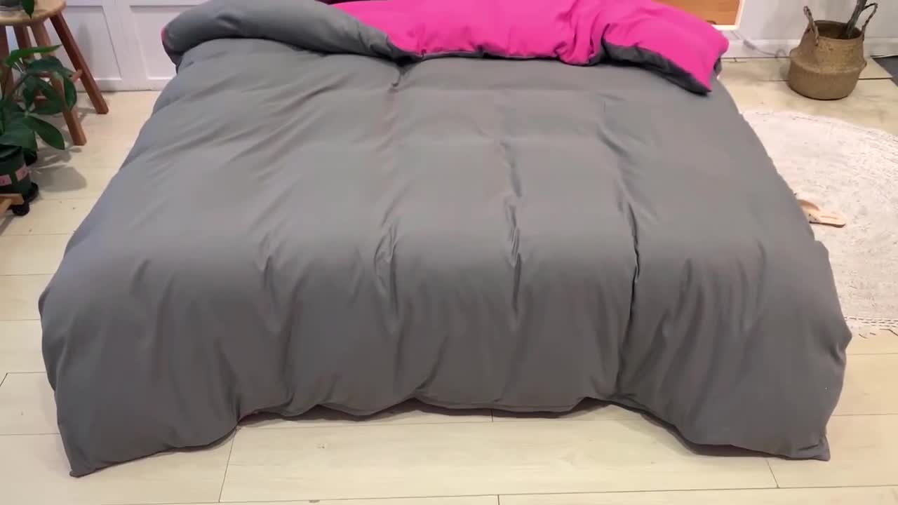 91家纺网 家纺一手货源 找家纺 蓝淋家纺 2022新款纯色双拼四件套 胭脂灰