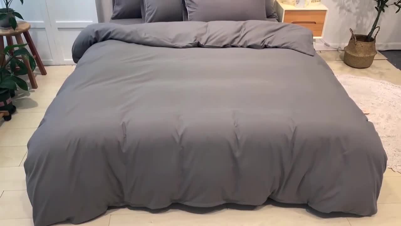 91家纺网 家纺一手货源 找家纺 蓝淋家纺 2022新款纯色双拼四件套 银灰