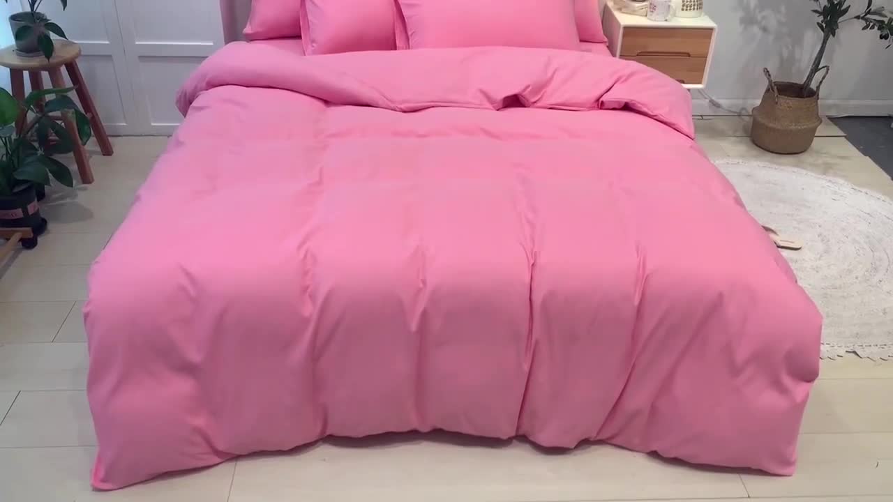 91家纺网 家纺一手货源 找家纺 蓝淋家纺 2022新款纯色双拼四件套 玉色