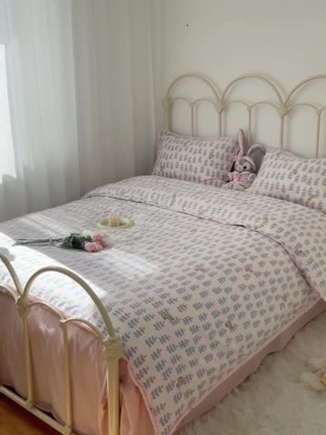 91家纺网 家纺一手货源 找家纺 千朵 2022新款全棉双层纱布四件套 花丛