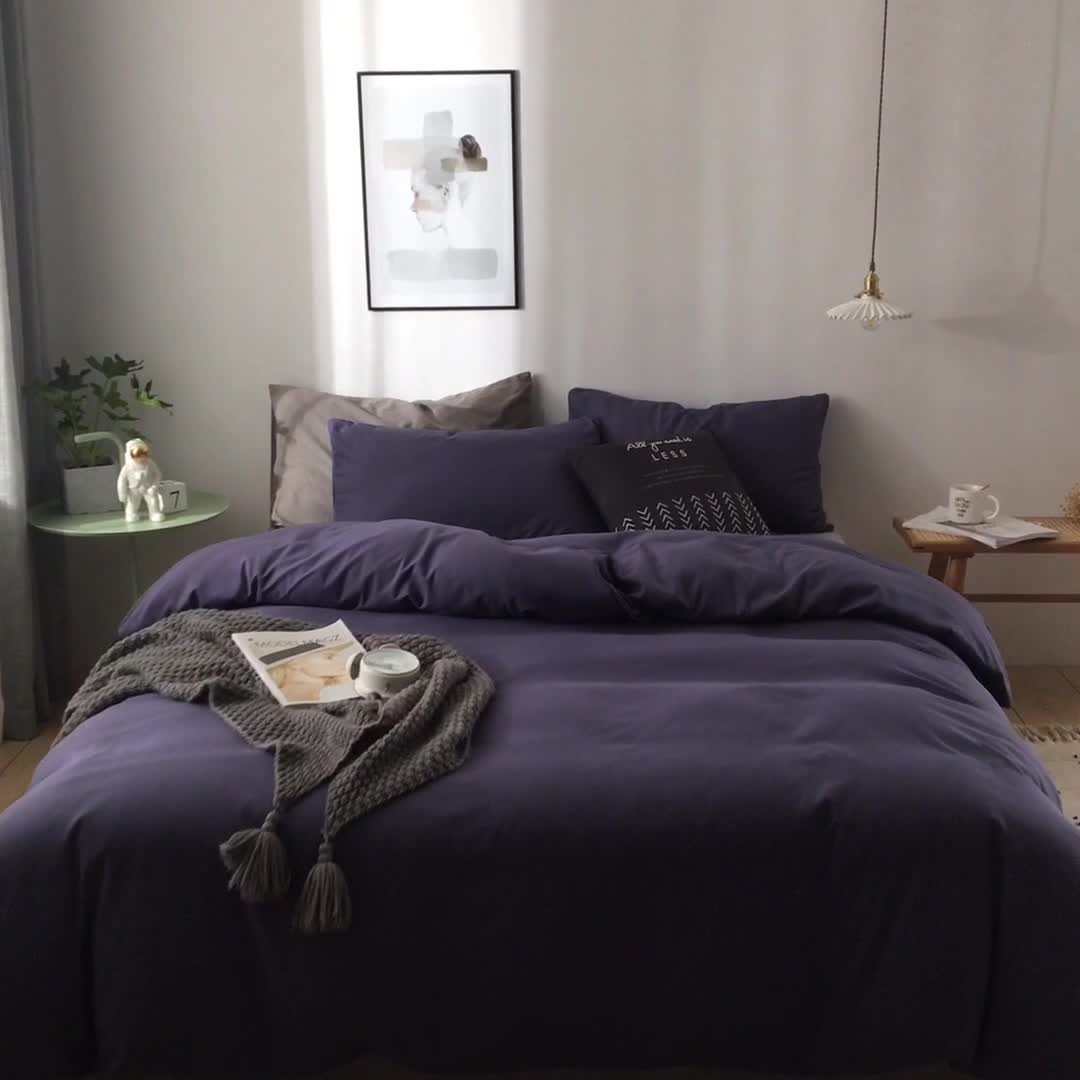 91家纺网 家纺一手货源 找家纺 蓝淋家纺 2022新款活性磨毛单品被套 纯烟熏