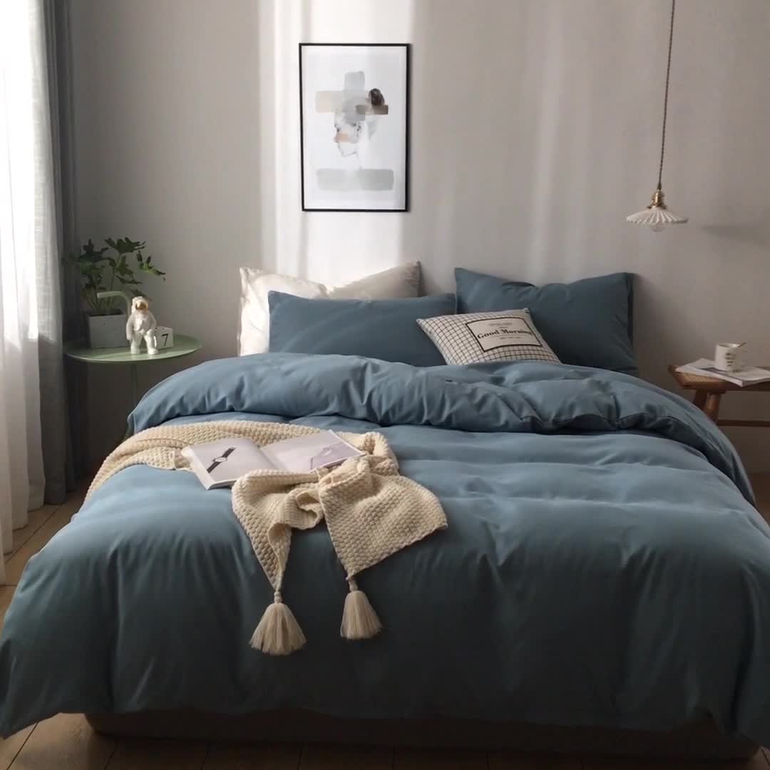 91家纺网 家纺一手货源 找家纺 蓝淋家纺 2022新款活性磨毛单品被套 墨兰