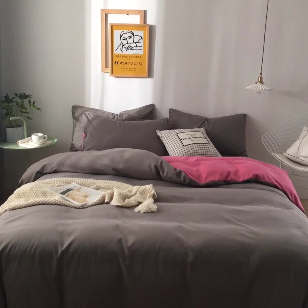 91家纺网 家纺一手货源 找家纺 蓝淋家纺 2022新款活性磨毛单品被套 胭脂灰