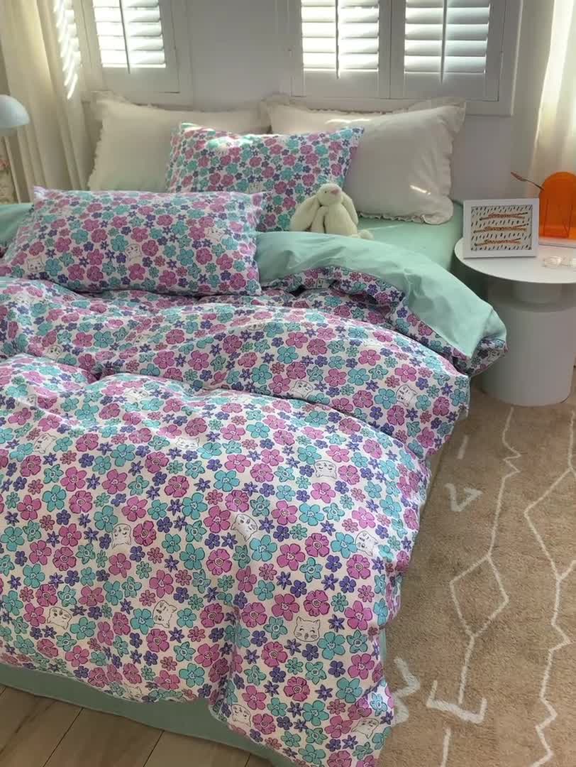 91家纺网 家纺一手货源 找家纺 怡家居 2022春季新款全棉四件套 花趣