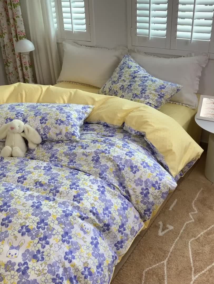 91家纺网 家纺一手货源 找家纺 怡家居 2022春季新款全棉四件套 可可爱爱