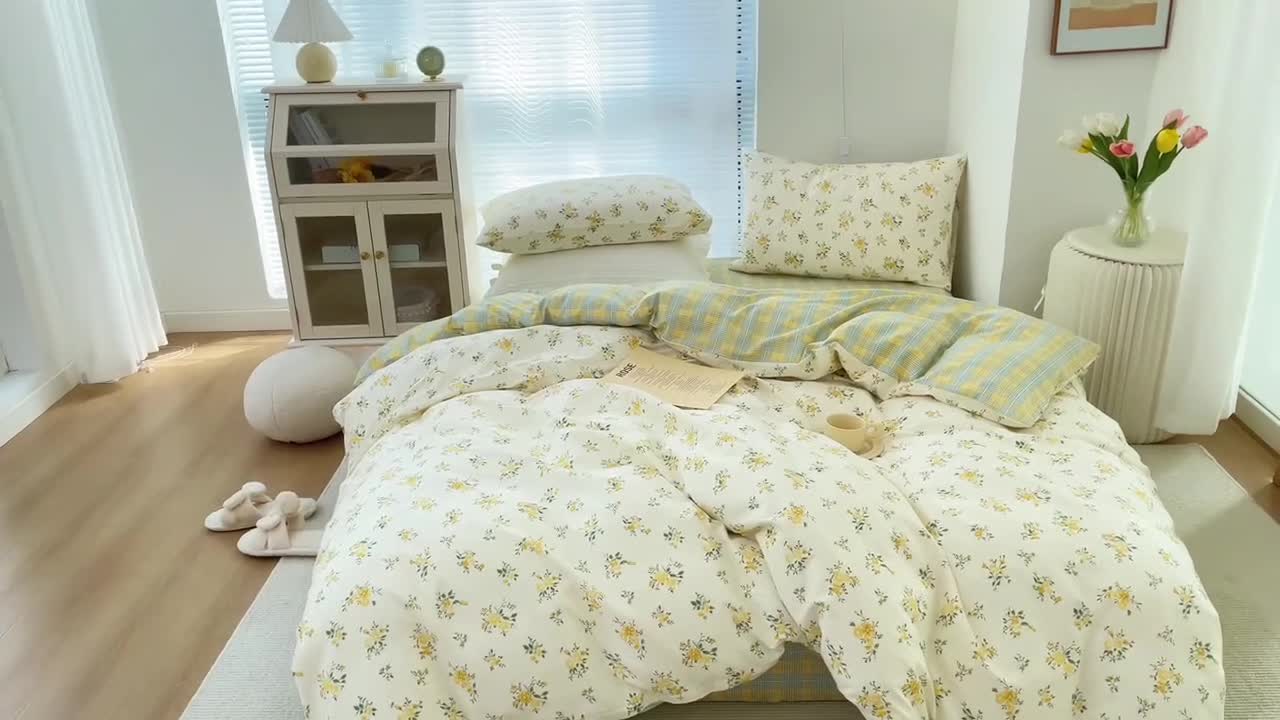 91家纺网 家纺一手货源 找家纺 怡家居 2022春季新款全棉四件套 可人