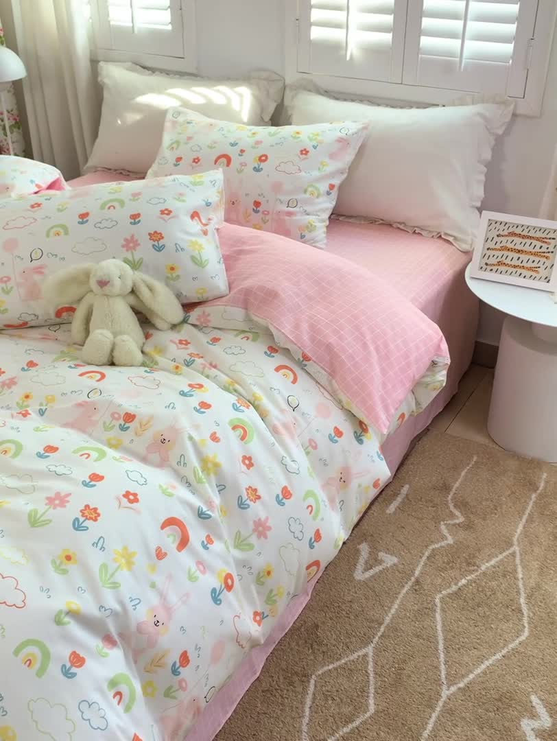 91家纺网 家纺一手货源 找家纺 怡家居 2022春季新款全棉四件套 小青春