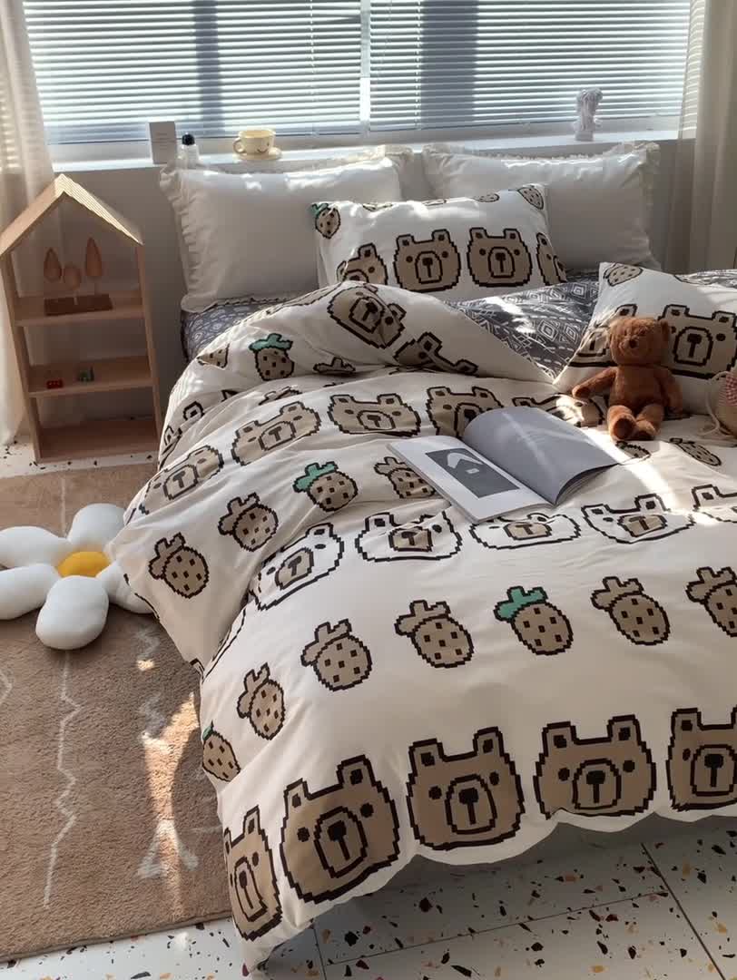 91家纺网 家纺一手货源 找家纺 怡家居 2022春季新款全棉四件套 朵拉