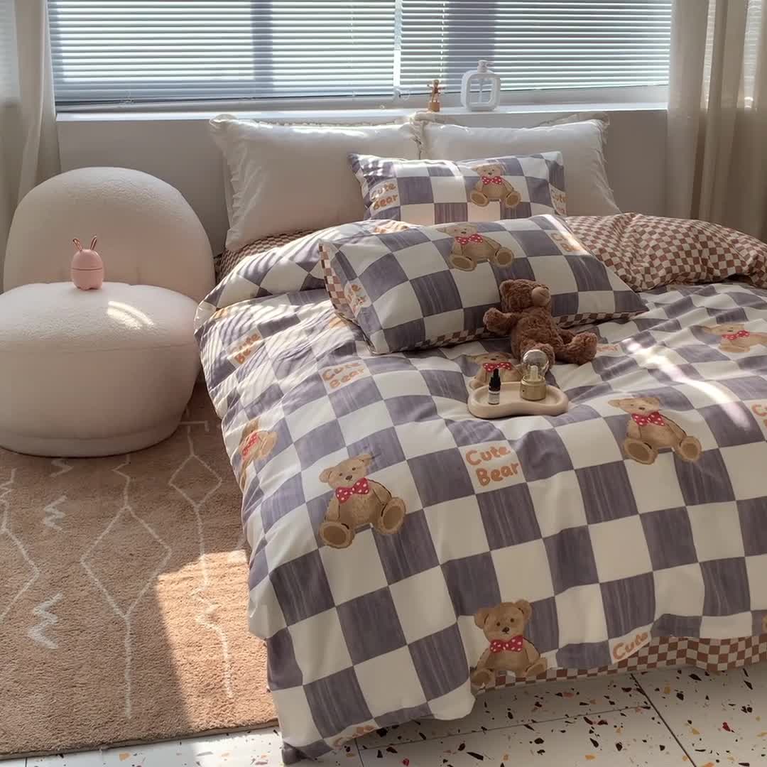 91家纺网 家纺一手货源 找家纺 怡家居 2022春季新款全棉四件套 贝贝熊