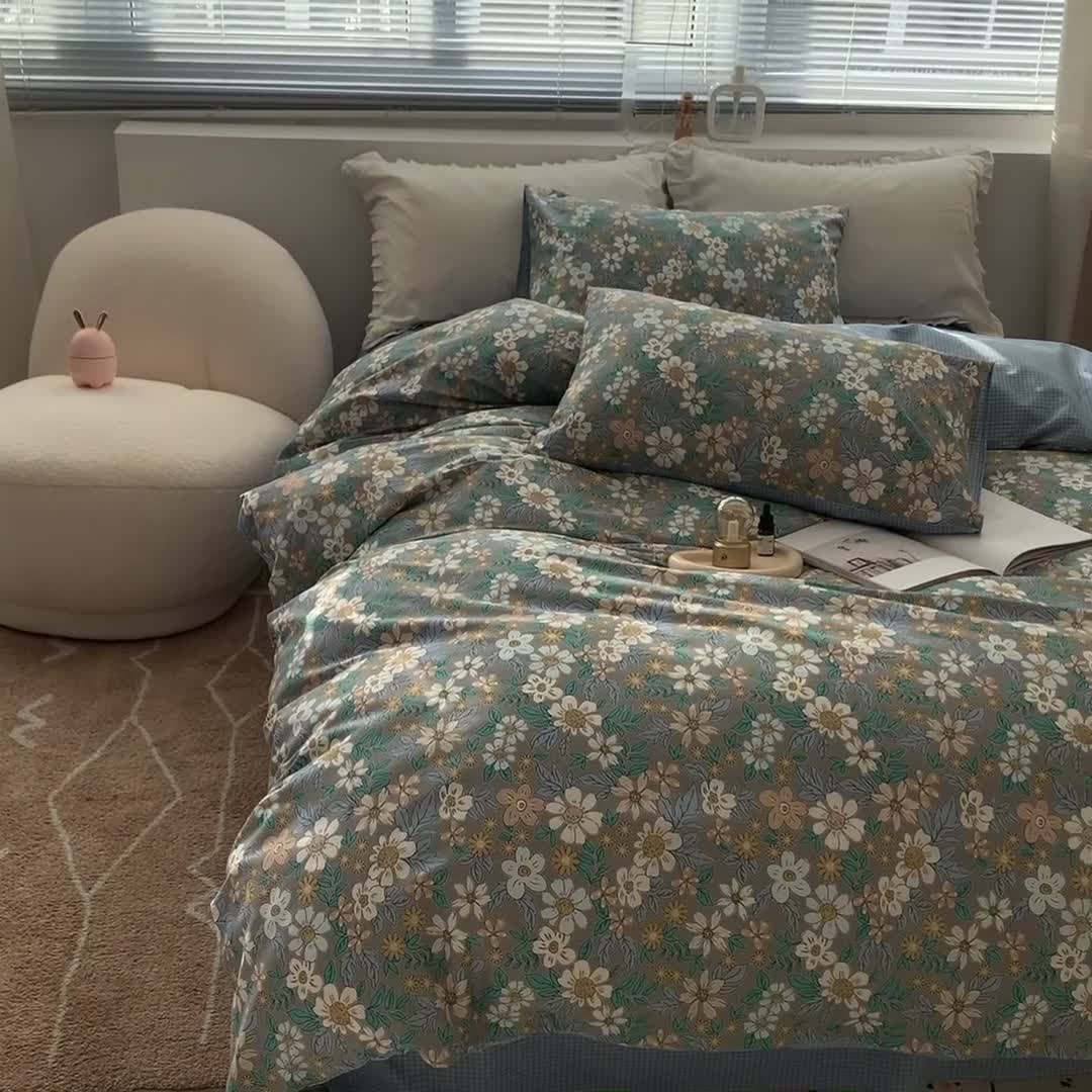 91家纺网 家纺一手货源 找家纺 怡家居 2022春季新款全棉四件套 拉菲