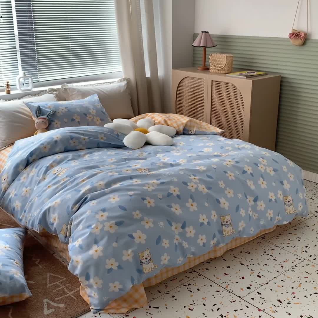 91家纺网 家纺一手货源 找家纺 怡家居 2022春季新款全棉四件套 甜心