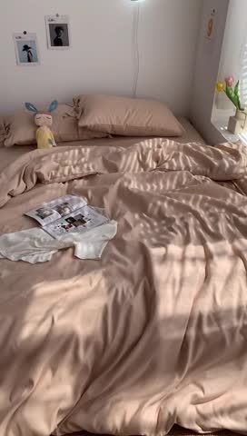 91家纺网 家纺一手货源 找家纺 曼谷家纺 新款美棉磨毛纯色系带混搭拼色蝴蝶结四件套 奶茶（系带款）