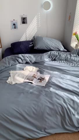 91家纺网 家纺一手货源 找家纺 曼谷家纺 新款美棉磨毛纯色系带混搭拼色蝴蝶结四件套海盐可可蓝（系带款）