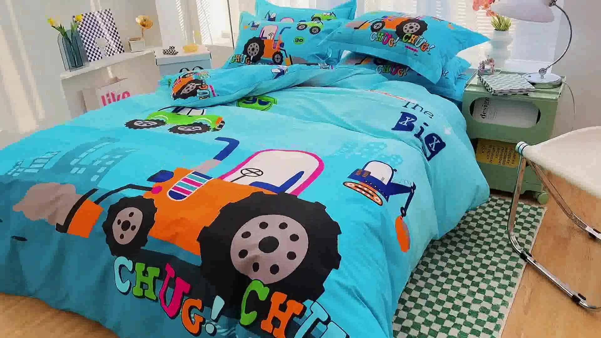 91家纺网 家纺一手货源 找家纺 金爱家 2023新款大版纯棉卡通四件套 淘气宝贝