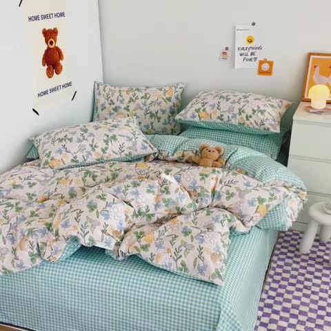 91家纺网 家纺一手货源 找家纺 安哆啦 2022春夏新款13372全棉单被套 悠眠花房