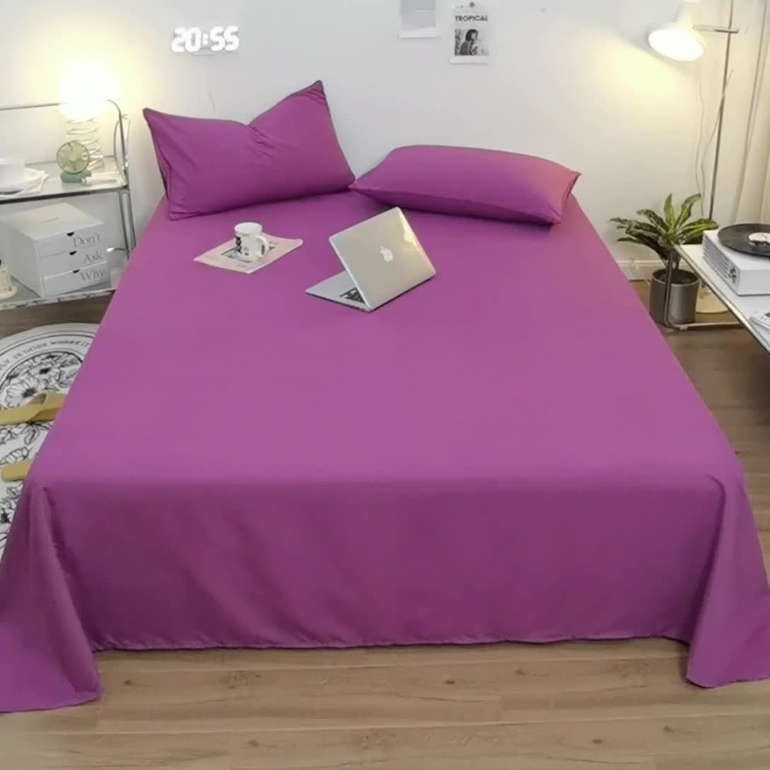 91家纺网 家纺一手货源 找家纺 蓝淋家纺 2022新款亲肤磨毛床单 紫色