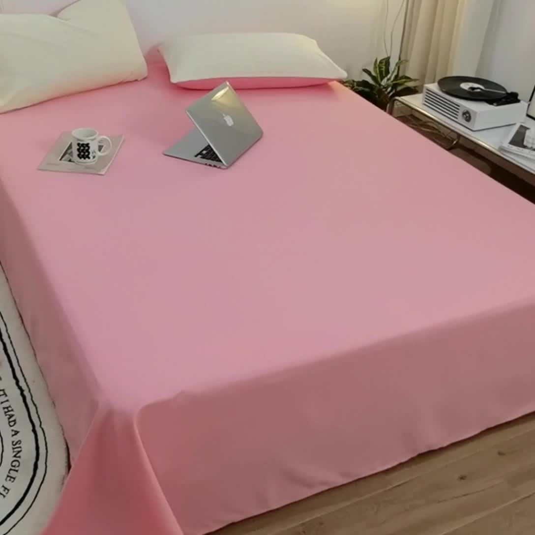 91家纺网 家纺一手货源 找家纺 蓝淋家纺 2022新款亲肤磨毛床单 玉色