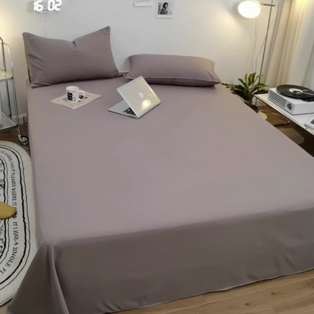 91家纺网 家纺一手货源 找家纺 蓝淋家纺 2022新款亲肤磨毛床单 银灰色