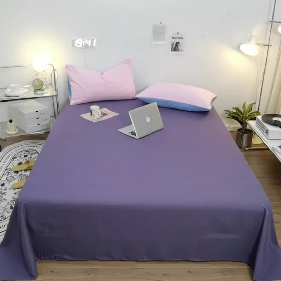 91家纺网 家纺一手货源 找家纺 蓝淋家纺 2022新款亲肤磨毛床单 深色青