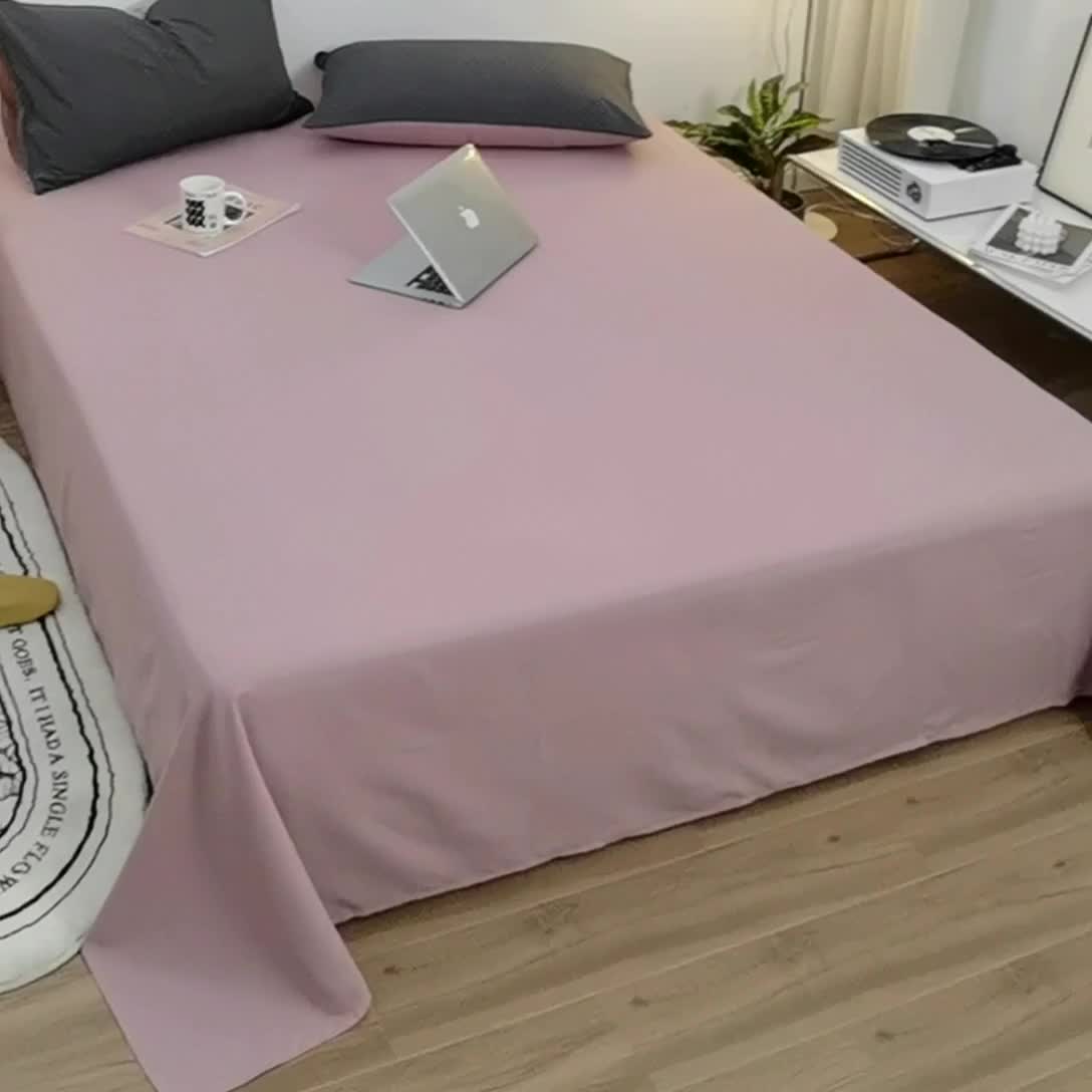 91家纺网 家纺一手货源 找家纺 蓝淋家纺 2022新款亲肤磨毛床单 浅豆沙色