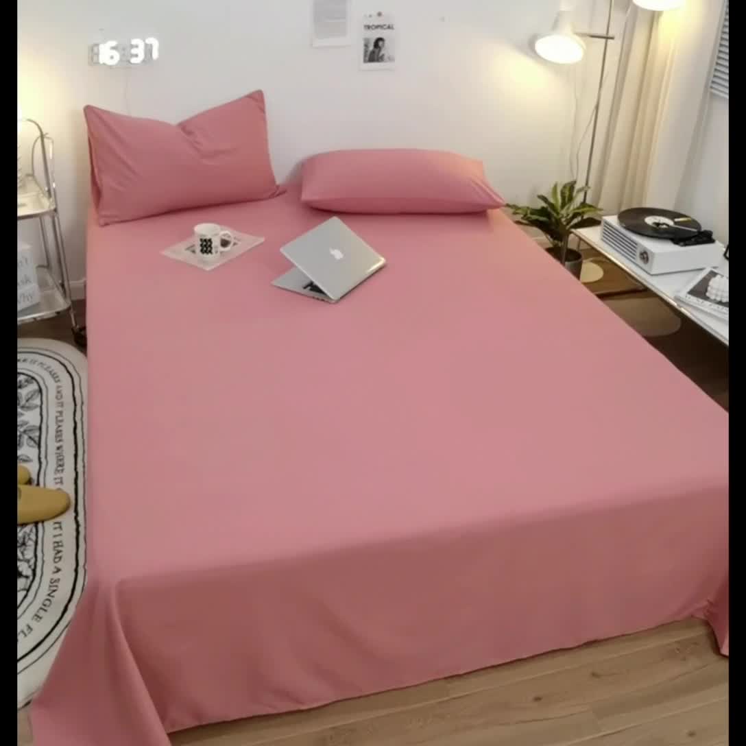 91家纺网 家纺一手货源 找家纺 蓝淋家纺 2022新款亲肤磨毛床单 豆沙色