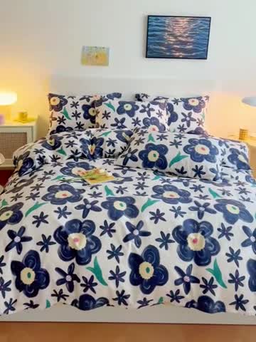 91家纺网 家纺一手货源 找家纺 感遇 2022新款全棉印花四件套第三批 复古哑金花