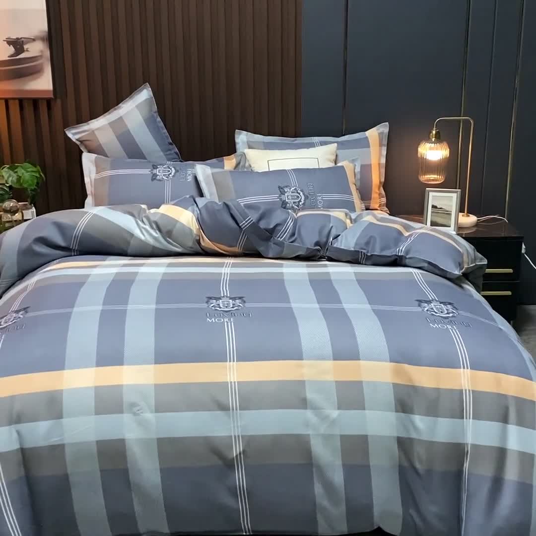 91家纺网 家纺一手货源 找家纺 赫然130g生态长绒棉贡棉植物羊绒加厚斜纹磨毛四件套 巴比伦