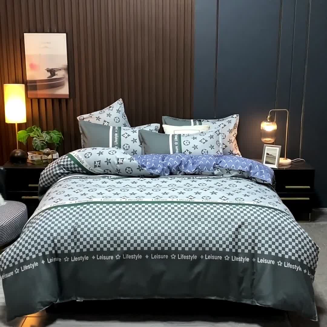 91家纺网 家纺一手货源 找家纺 赫然130g生态长绒棉贡棉植物羊绒加厚斜纹磨毛四件套皇家绅士