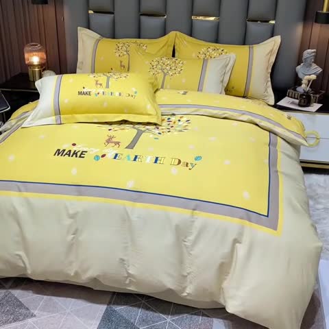 91家纺网 家纺一手货源 找家纺 金爱家 2023新款大版13372全棉花卉系列四件套眷恋