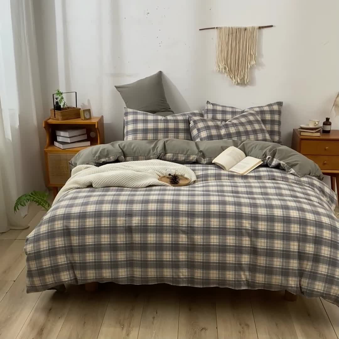 91家纺网 家纺一手货源 找家纺 ab家纺 2022新款全棉水洗棉四件套 乔南  灰